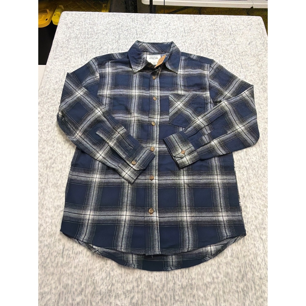 Field & Stream Mens Classic Lightweight Flannel Boondocks Plaid Blue Shirt S NWT